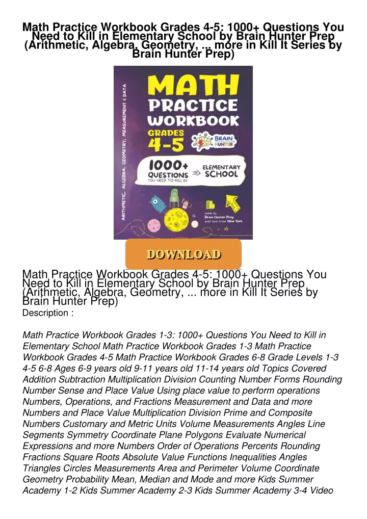 PPT - Audiobook⚡ Math Practice Workbook Grades 4-5: 1000+ Questions You ...