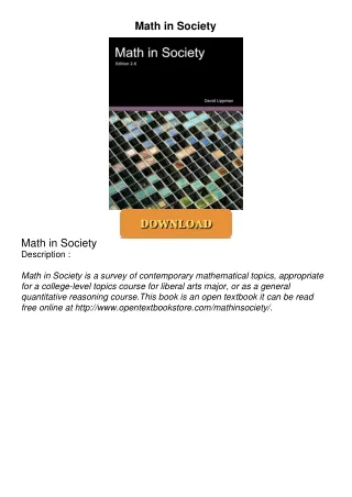 [PDF⚡READ❤ONLINE]  Math in Society