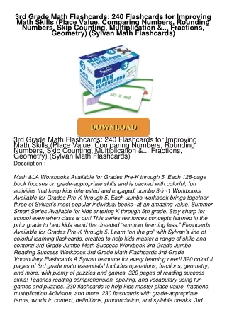 ⚡PDF ❤ 3rd Grade Math Flashcards: 240 Flashcards for Improving Math Skills (Place