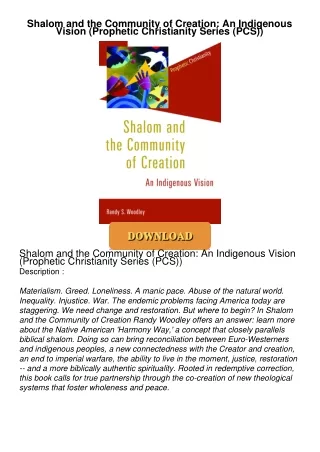 [PDF⚡READ❤ONLINE]  Shalom and the Community of Creation: An Indigenous Vision (Prophetic