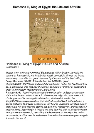 PDF/READ❤  Rameses III, King of Egypt: His Life and Afterlife