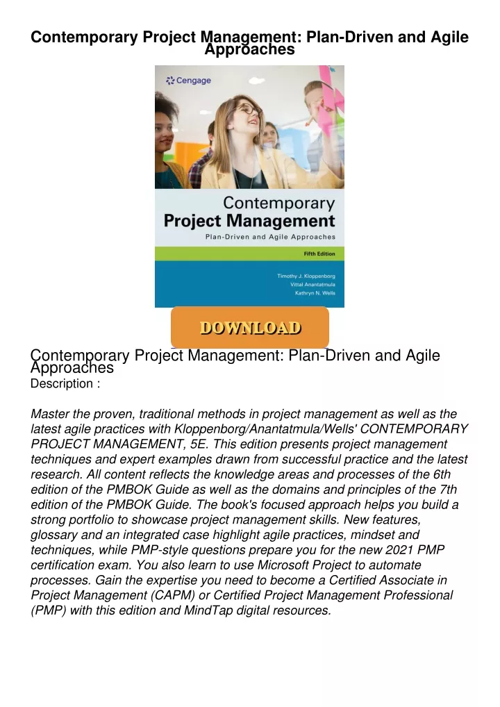 contemporary project management plan driven