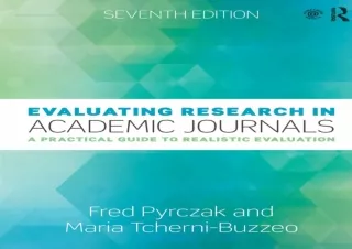 READ [PDF] Evaluating Research in Academic Journals: A Practical Guide to Realistic Evalua