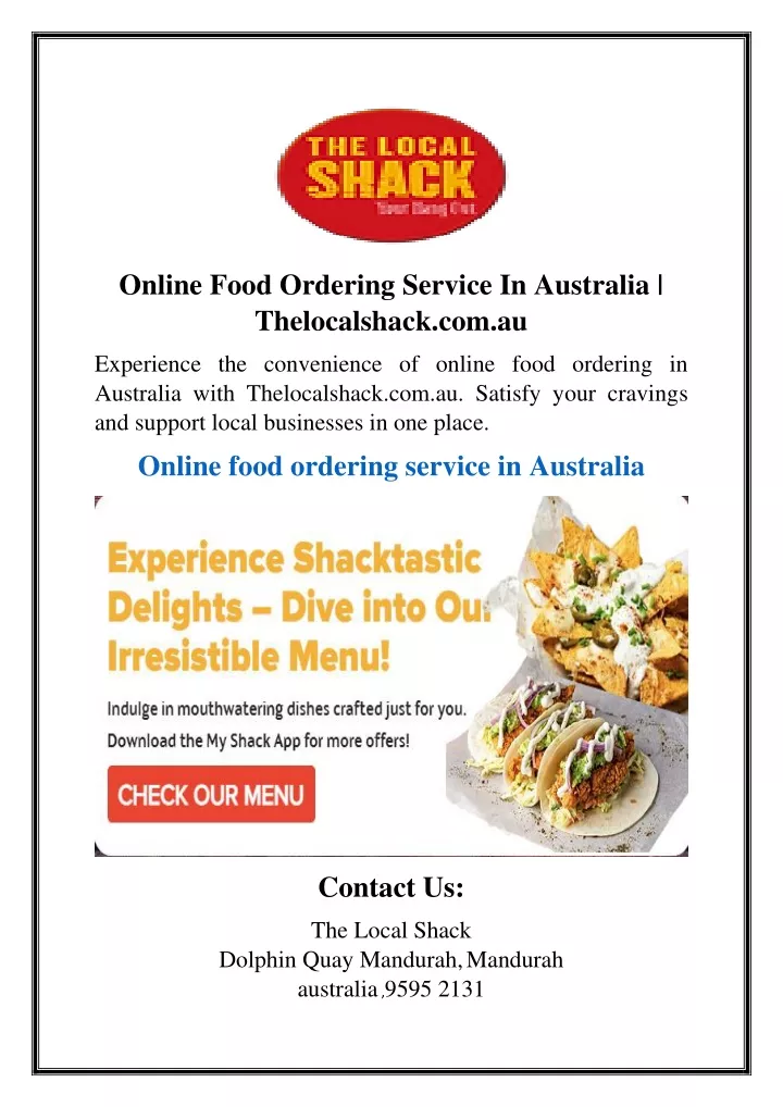 online food ordering service in australia