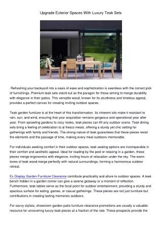 upgrade exterior spaces with luxury teak sets