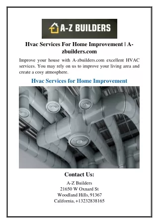 Hvac Services For Home Improvement  A-zbuilders