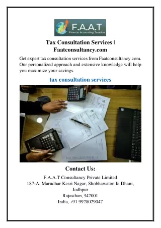 Tax Consultation Services  Faatconsultancy
