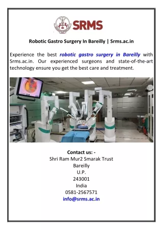 Robotic Gastro Surgery In Bareilly Srms.ac.in