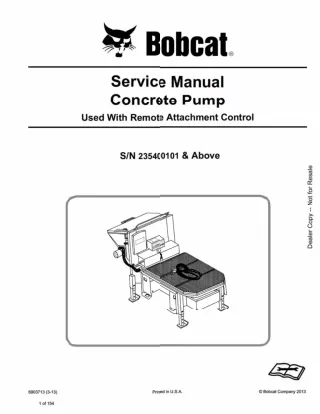 Bobcat Concrete Pump Service Repair Manual SN 235400101 And Above