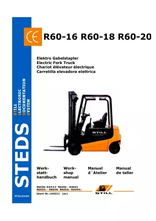 Still Electric Fork Truck Forklift R60-20 Series Service Repair Manual