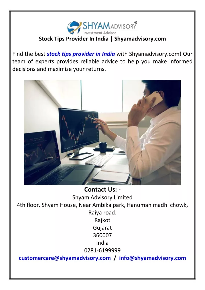 stock tips provider in india shyamadvisory com