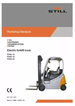 Still Electric Fork Truck Forklift RX60-16 Series Service Repair Manual