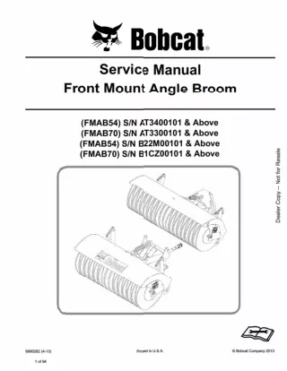 Bobcat FMAB70 Front Mount Angle Broom Service Repair Manual SN B1CZ00101 And Above