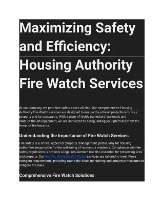 Housing Authority Fire Watch