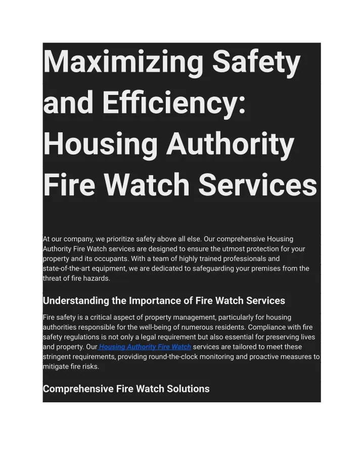 maximizing safety and efficiency housing