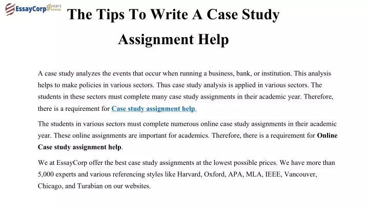 the tips to write a case study assignment help