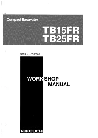 Takeuchi TB15FR Compact Excavator Service Repair Workshop Manual