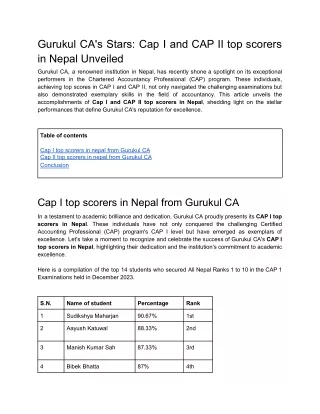 Gurukul CA's Stars_ Cap I and CAP II top scorers in nepal Unveiled