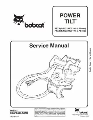 Bobcat PTX4 Power Tilt Service Repair Manual SN 223400101 And Above