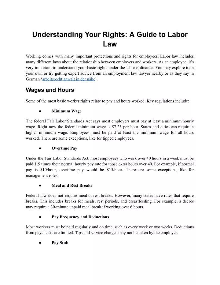 understanding your rights a guide to labor law