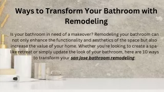 Best Ways to Transform Your Bathroom with Remodeling