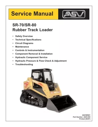 ASV Posi-Track SR 70 Track Loader Service Repair Manual
