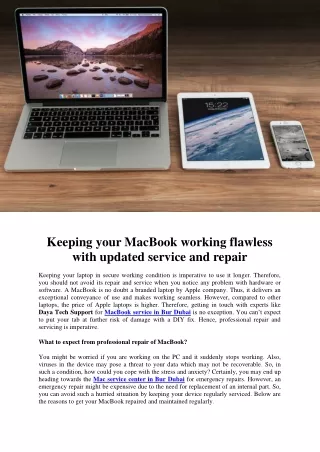 Keeping your MacBook working flawless with updated service and repair