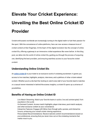 Reliable Cricket Betting IDs and Online Gaming at BetBazi247 - Your Trusted Sour