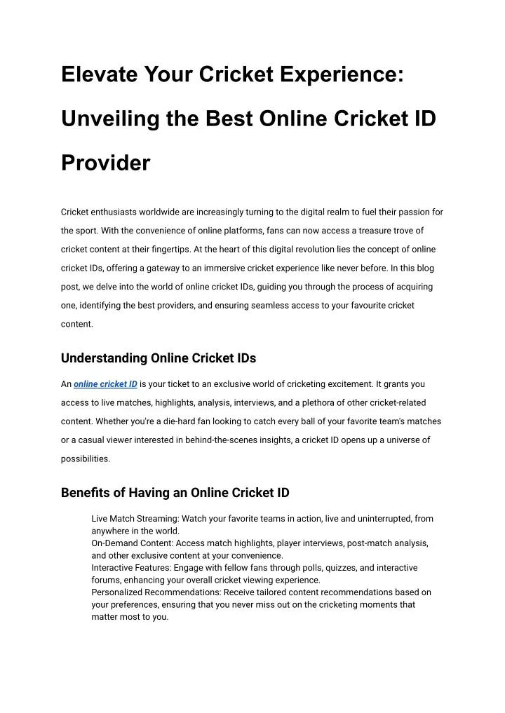 elevate your cricket experience