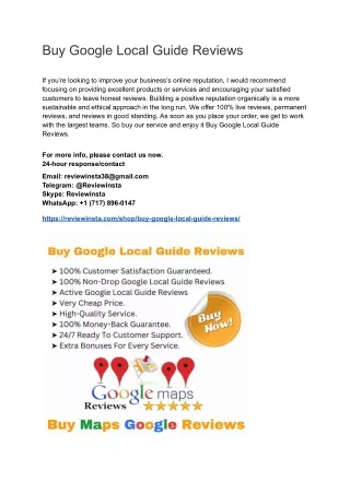 Buy Google Local Guide Reviews