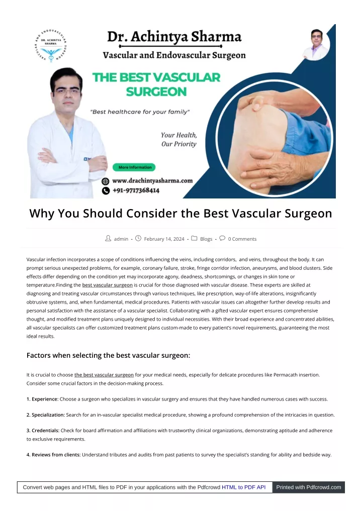 why you should consider the best vascular surgeon