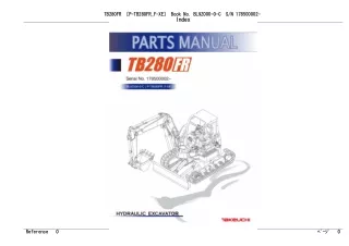 Takeuchi TB280FR Hydraulic Excavator Parts Catalogue Manual (Serial No. 178500002 and up)