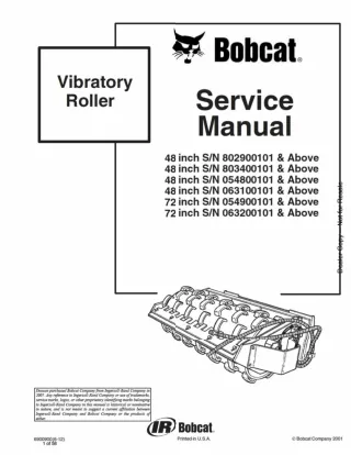 Bobcat 48 Inch Vibratory Roller Service Repair Manual SN 054800101 And Above