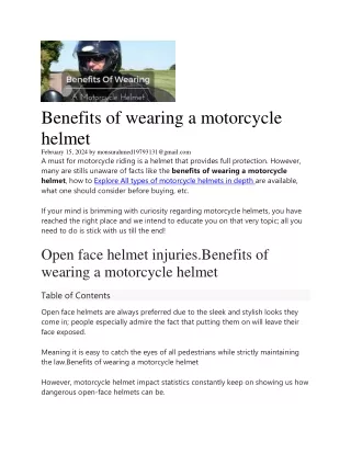 Benefits of wearing a motorcycle helmet