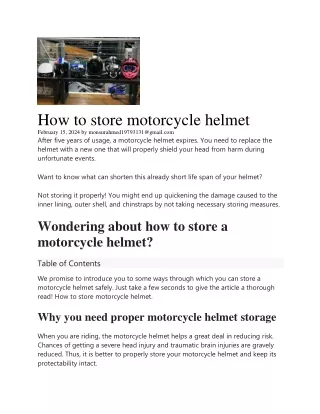 How to store motorcycle helmet