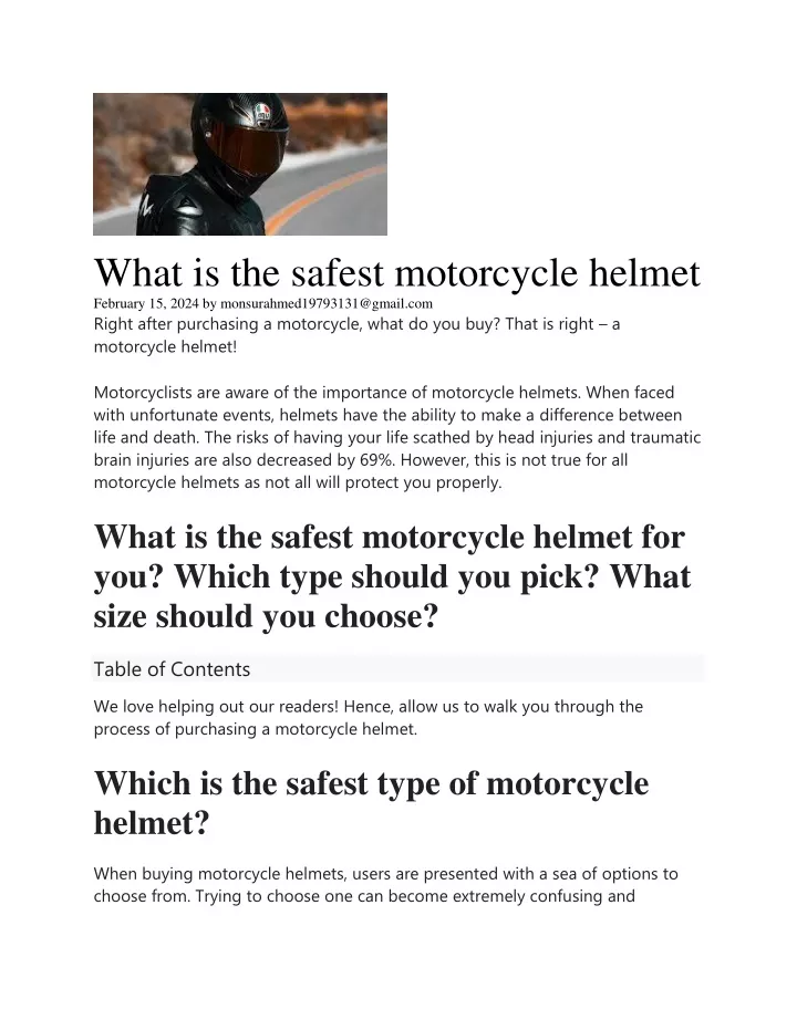 what is the safest motorcycle helmet february
