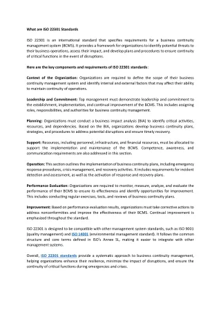 what are iso 22301 standards iso 22301