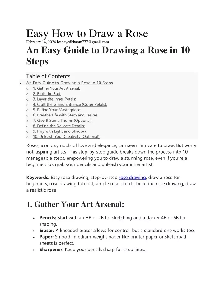 easy how to draw a rose february 14 2024
