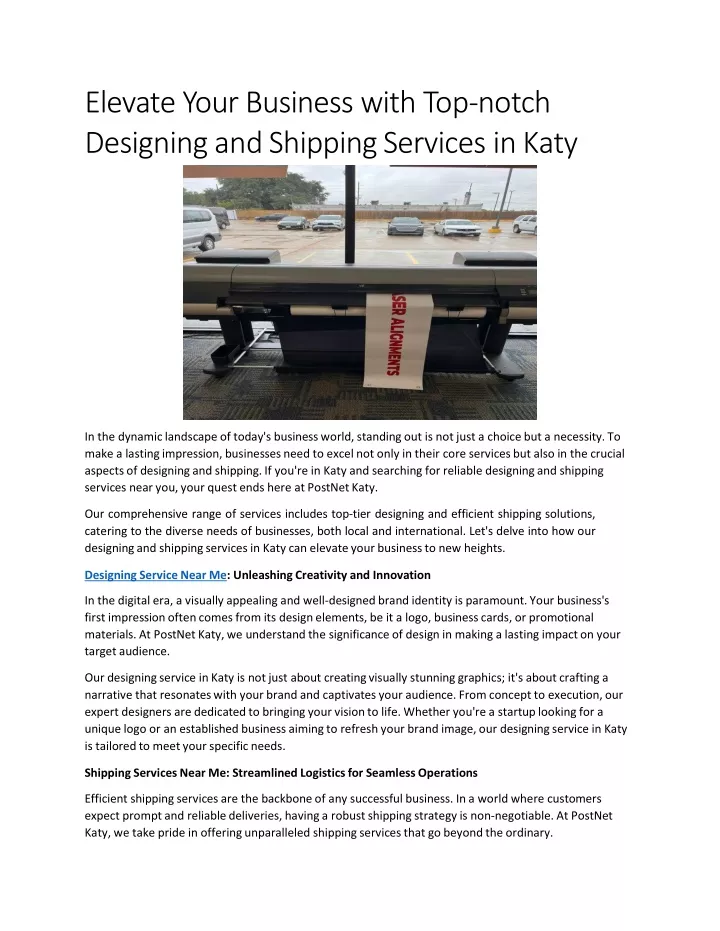 e l e v a t e y o u r bus i n e s s w i t h t o p n o t c h designing and shipping services in katy
