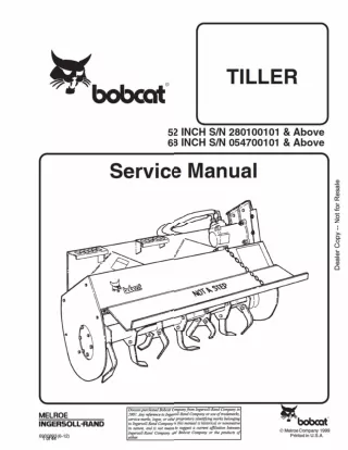 Bobcat 52 Inch Tiller Service Repair Manual SN 280100101 And Above
