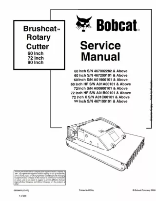 Bobcat 60 Inch Rotary Cutter Service Repair Manual SN 467200101 And Above