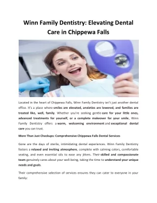 Winn Family Dentistry Elevating Dental Care in Chippewa Falls