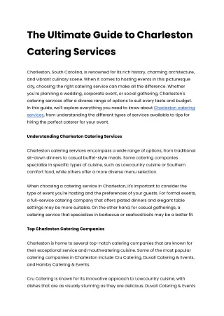 The Ultimate Guide to Charleston Catering Services