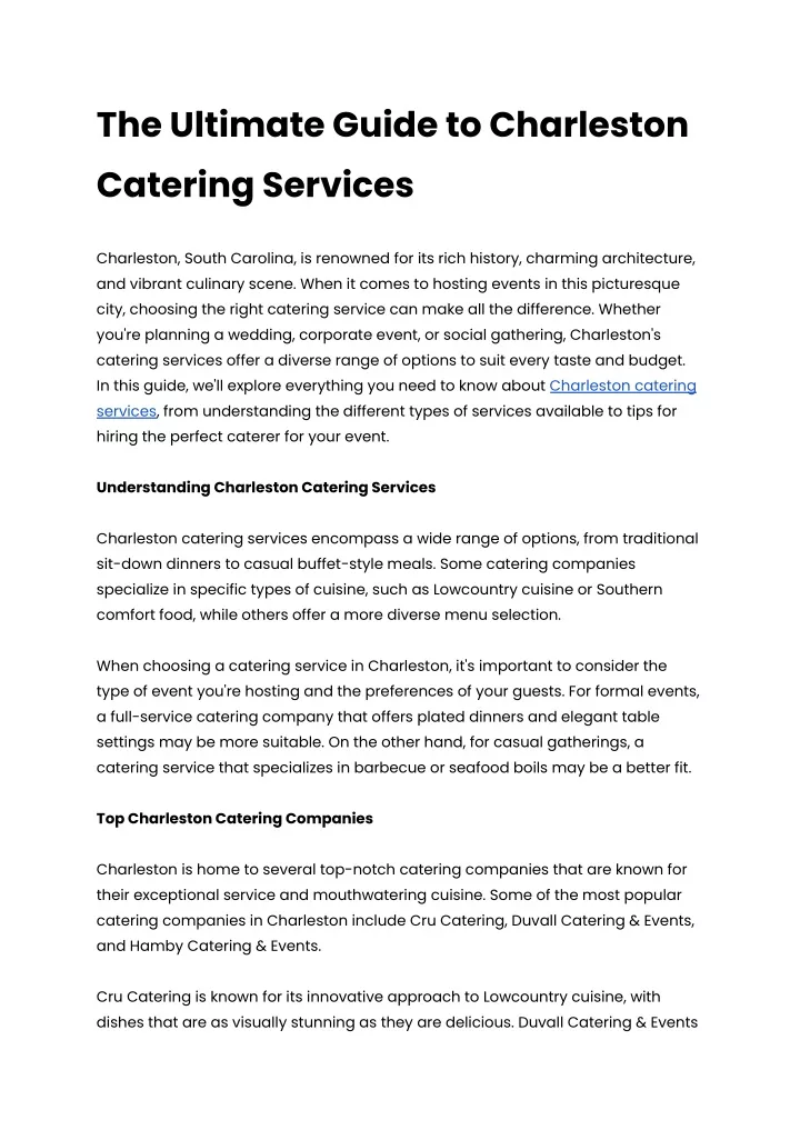 the ultimate guide to charleston catering services