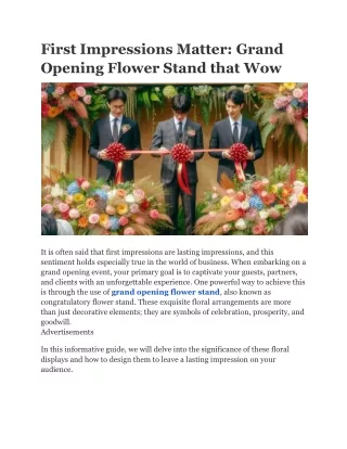 First Impressions Matter: Grand Opening Flower Stand that Wow
