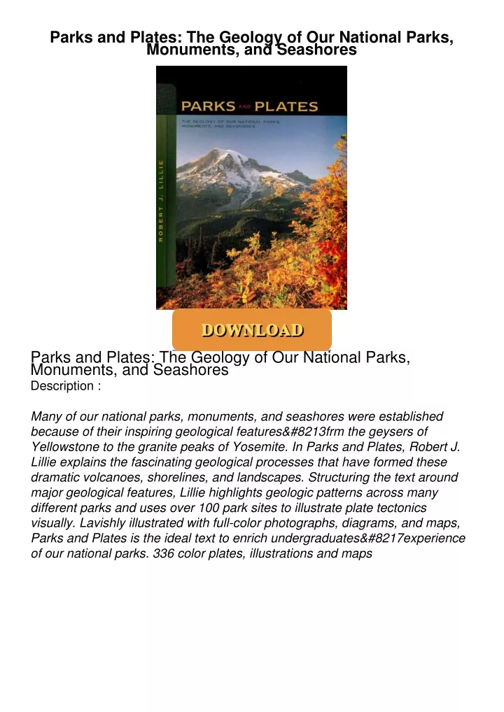 parks and plates the geology of our national