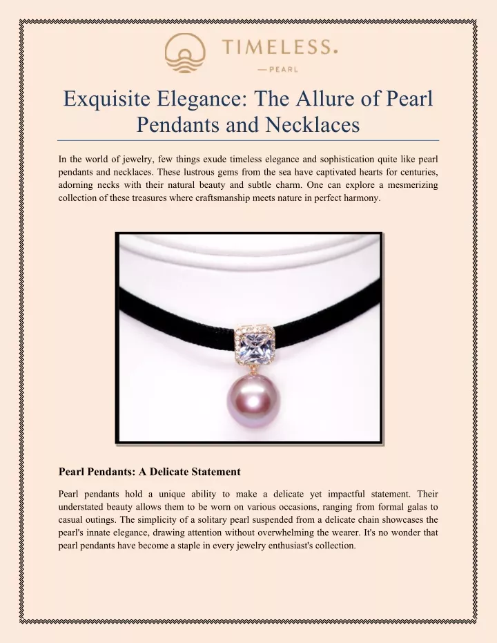 exquisite elegance the allure of pearl pendants