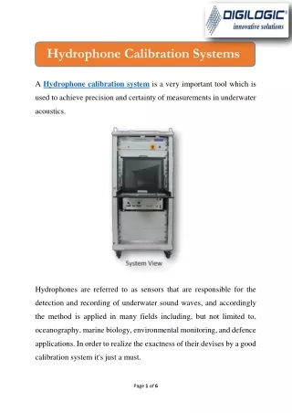 hydrophone calibration systems