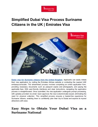 Simplified Dubai Visa Process Suriname Citizens in the UK _ Emirates Visa