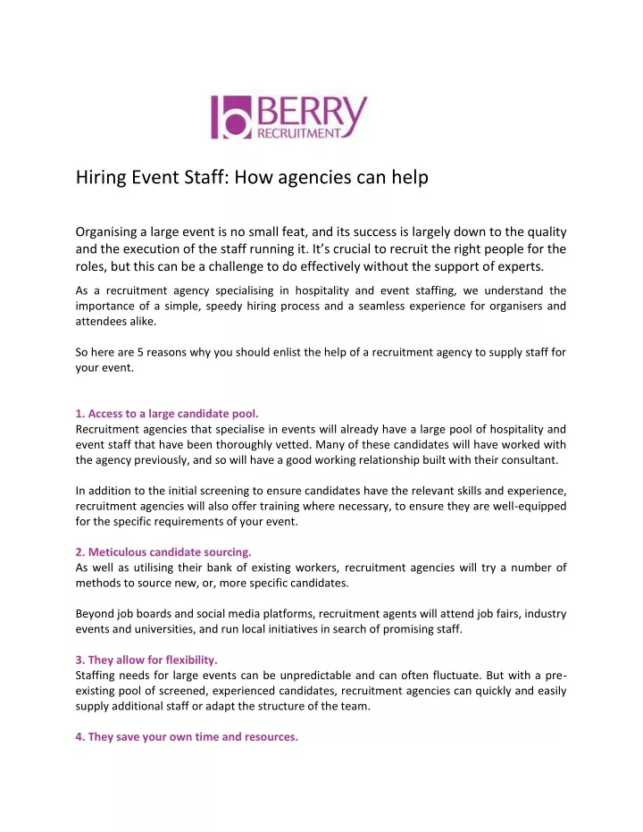 hiring event staff how agencies can help